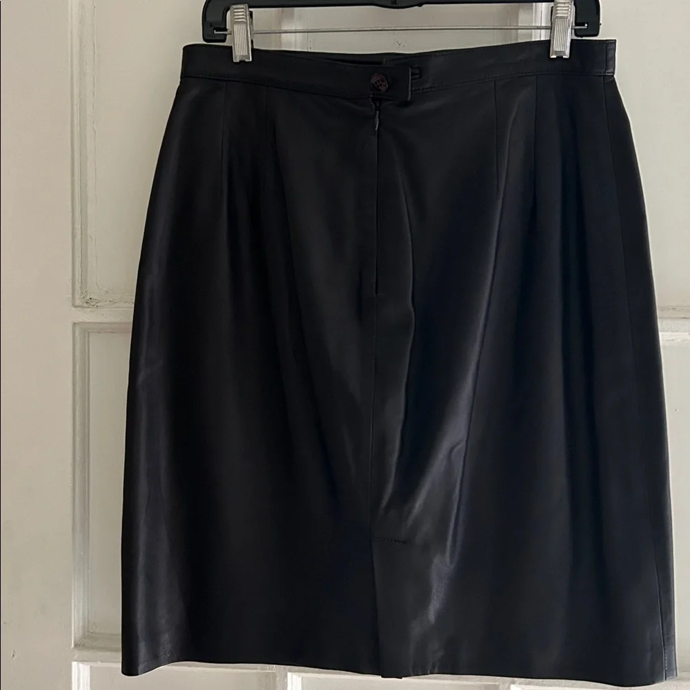 Saks Fifth Avenue Dark Leather Skirt, made in Italy, excellent condition